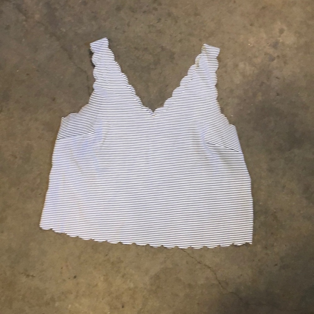 Striped Scalloped Crop Top, Size Small.